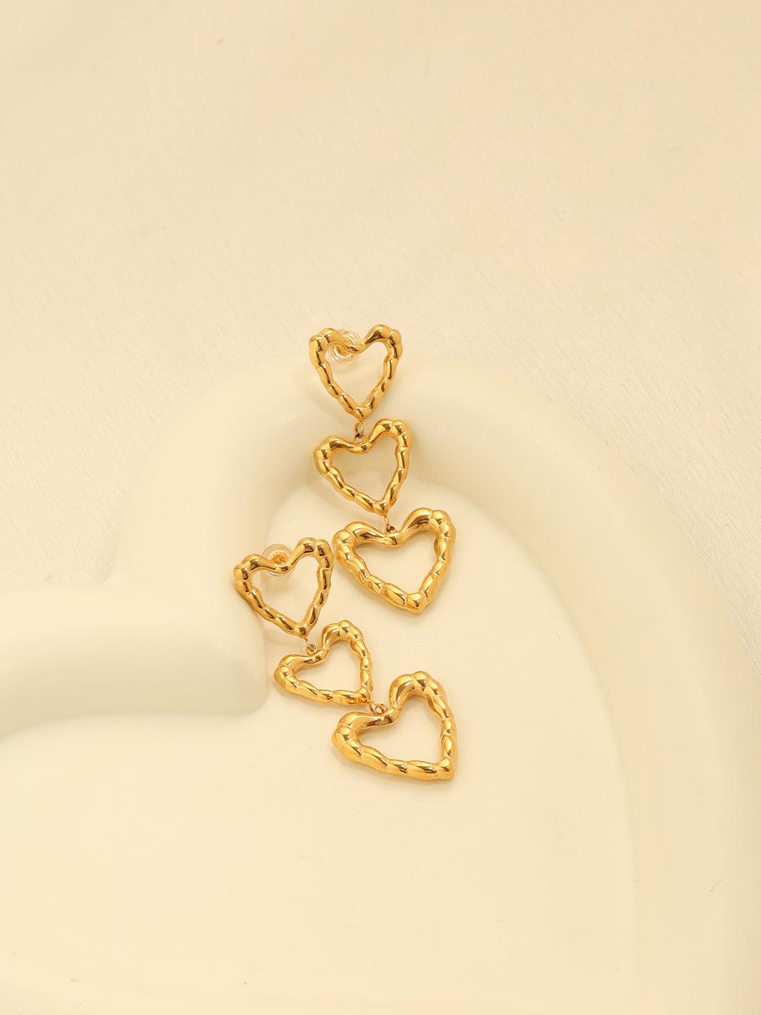 Heart Triple Drop Earring