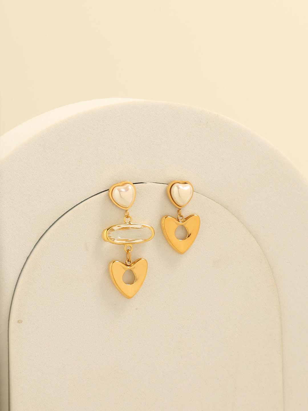 Highlow Heart Pearl Earings