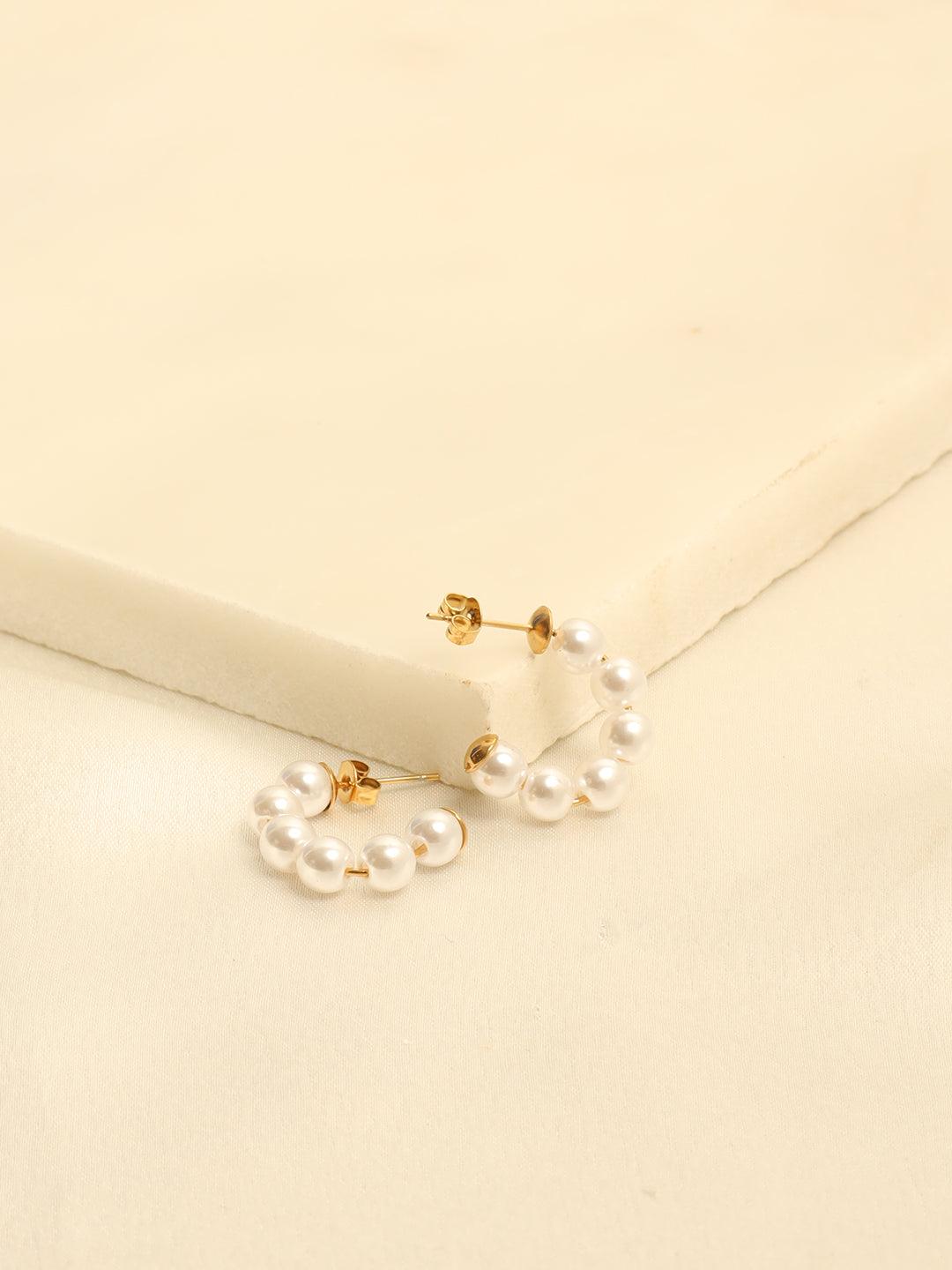 Mini Pearl Hoops