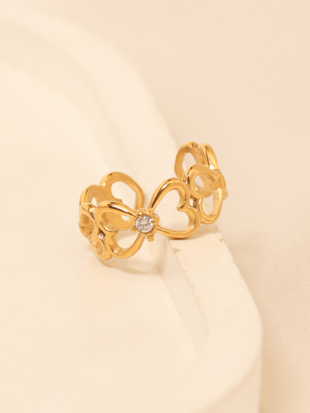 Cz Heart Adjustable Ring