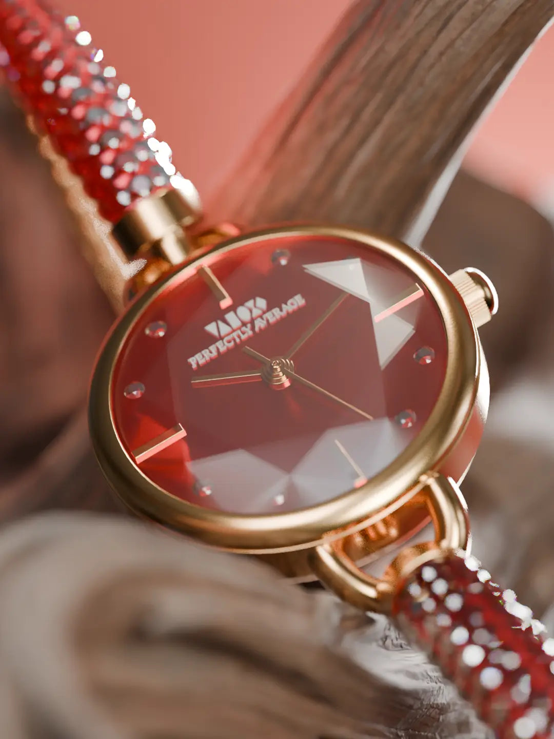 Crystal Slider Watch - Red