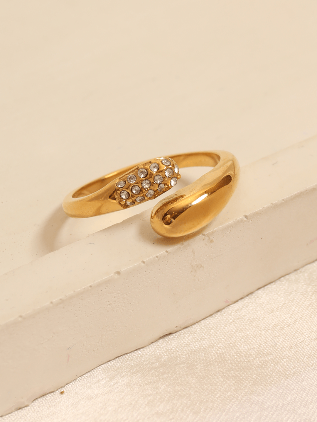Cz Curved Adjustable Ring