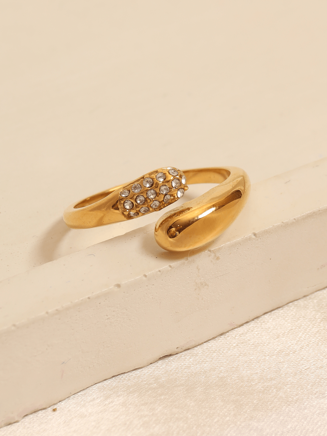 Cz Curved Adjustable Ring