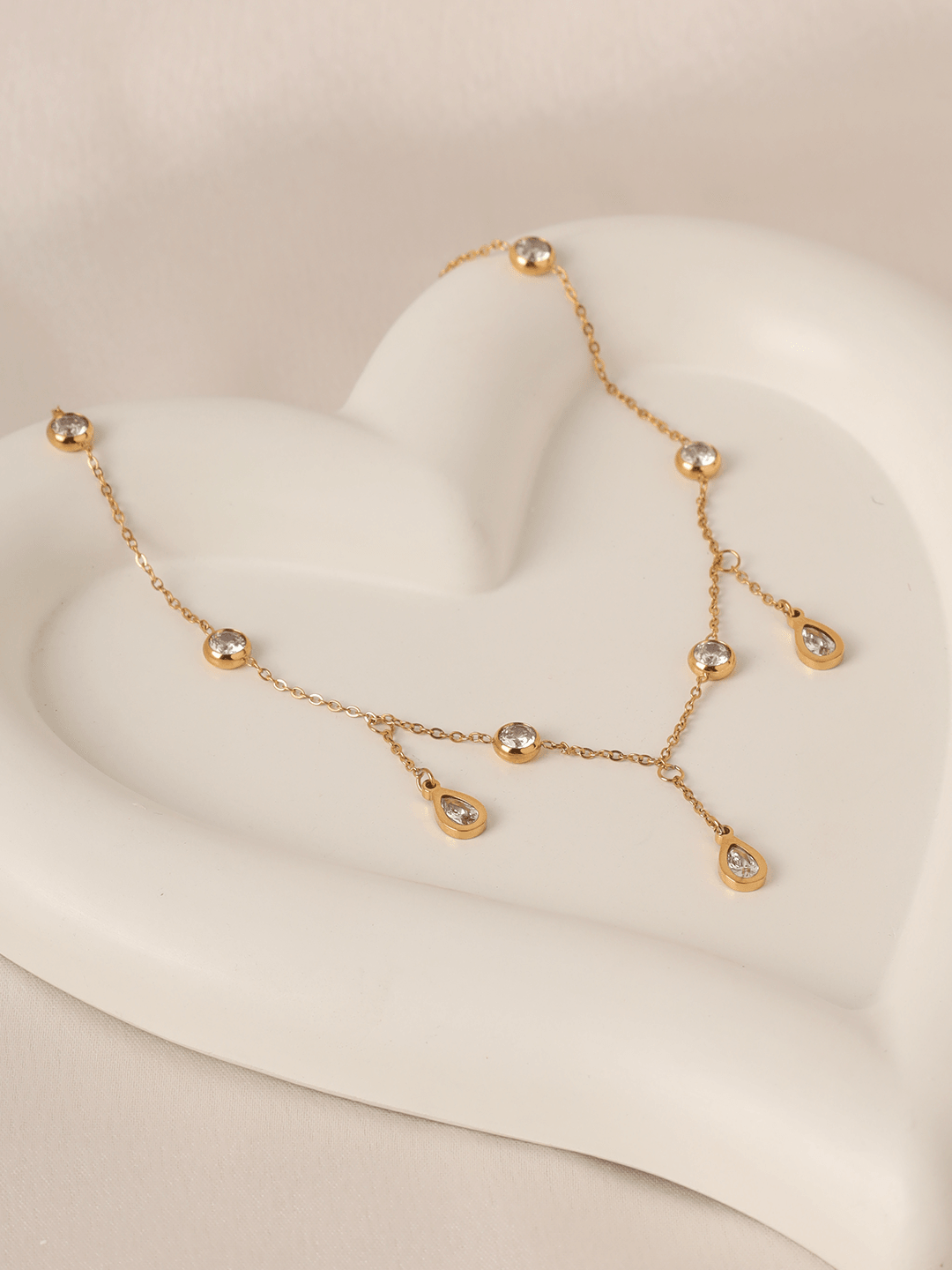 Cz Danging Studs Necklace