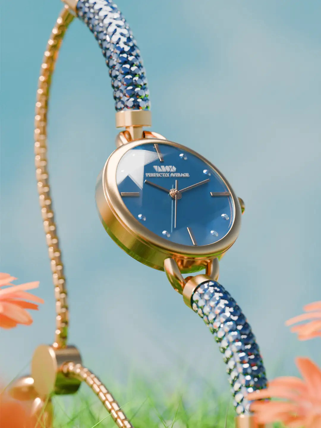 Crystal Slider Watch - Blue