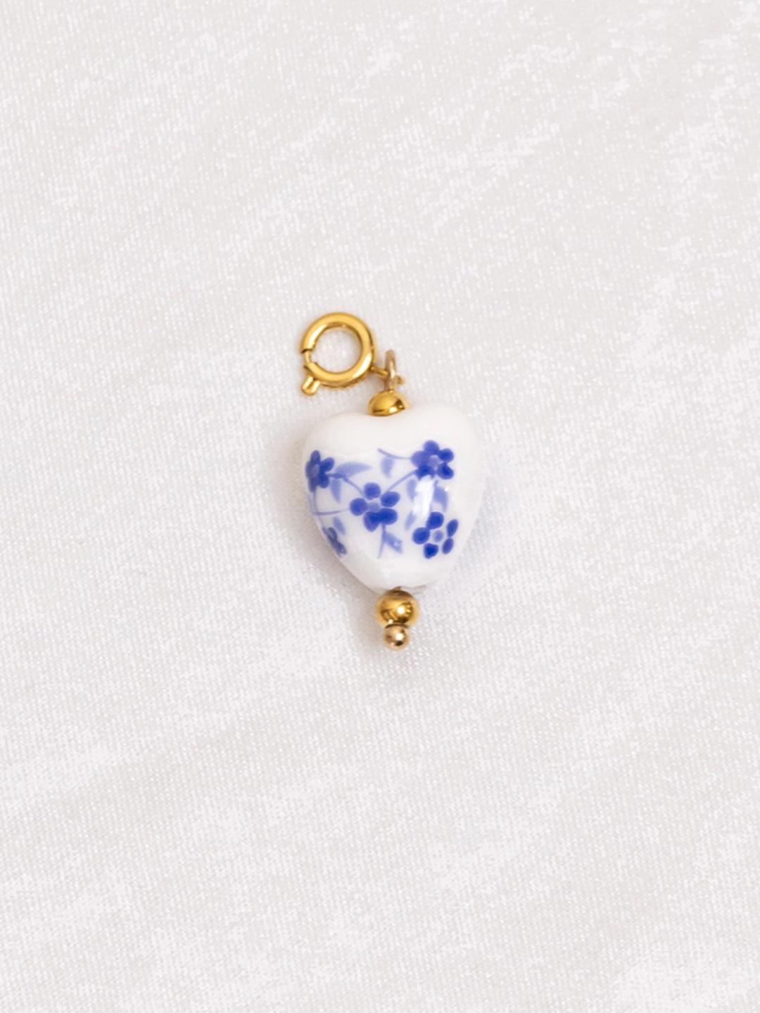 Blue Pottery Heart Charm