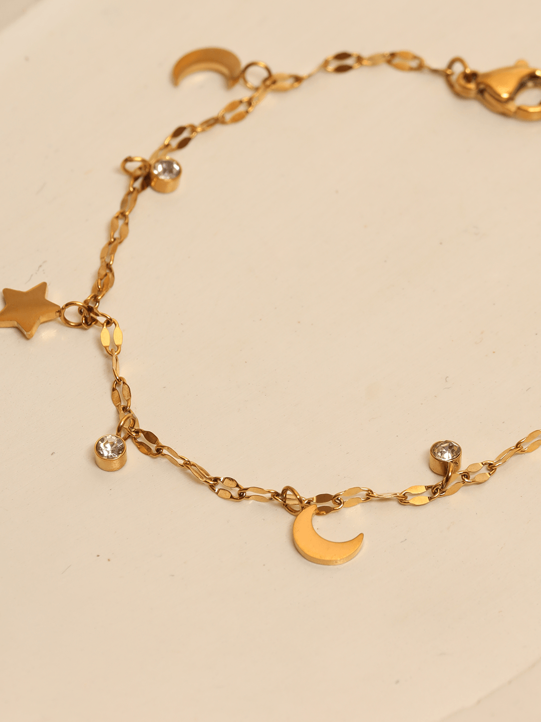 Moon Star Cz Charm Bracelet