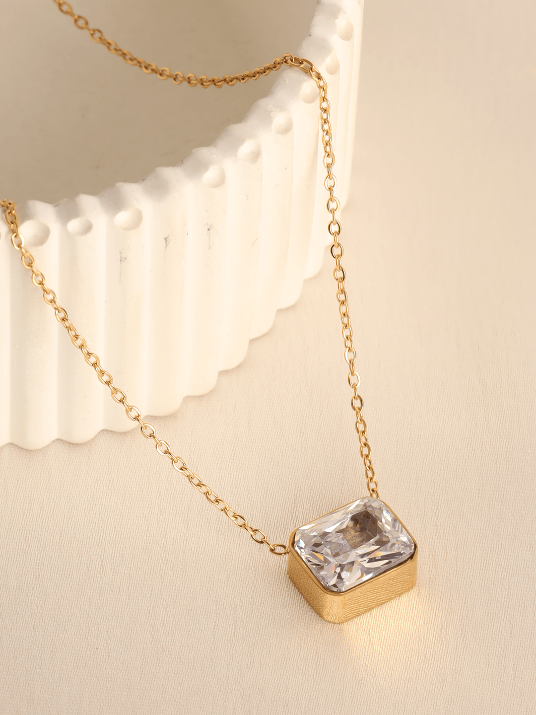 Emerald Cut Diamond Necklace
