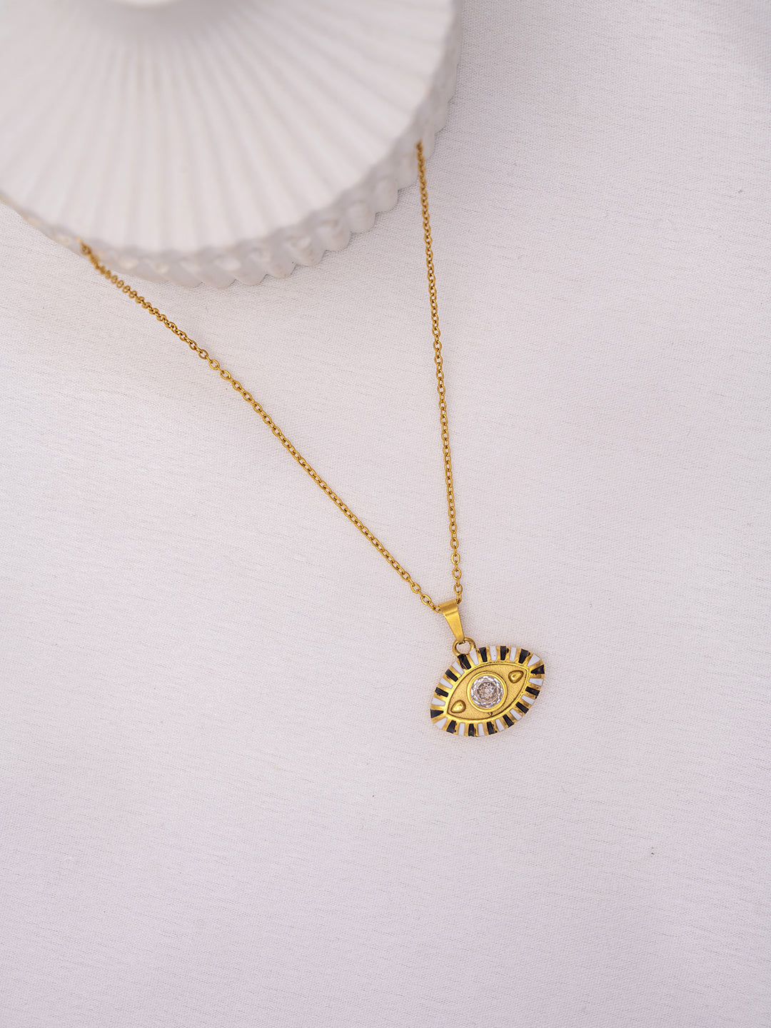 White Enamel Evil Eye Necklace