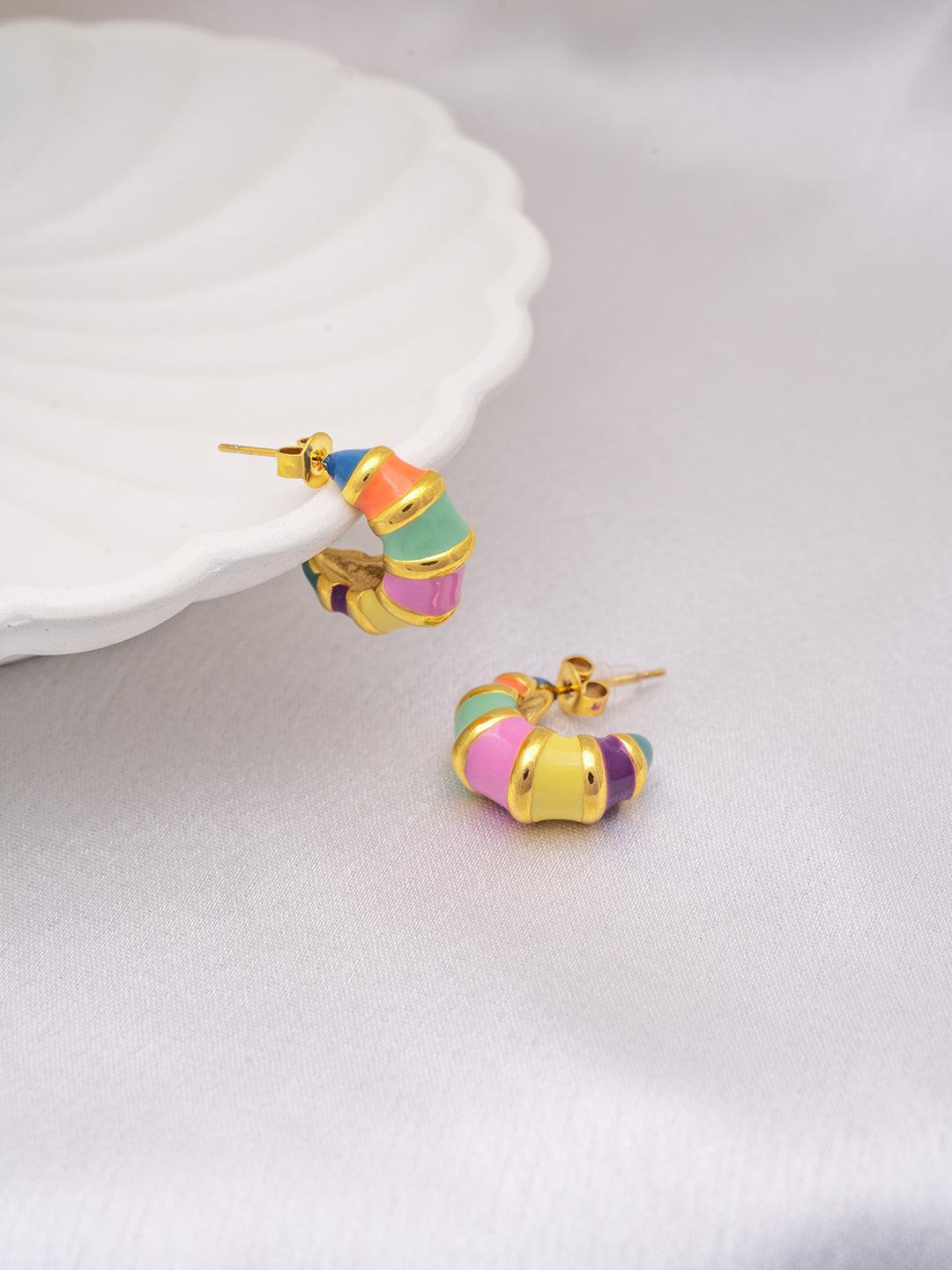 Colourful Enamel Croissant Hoops