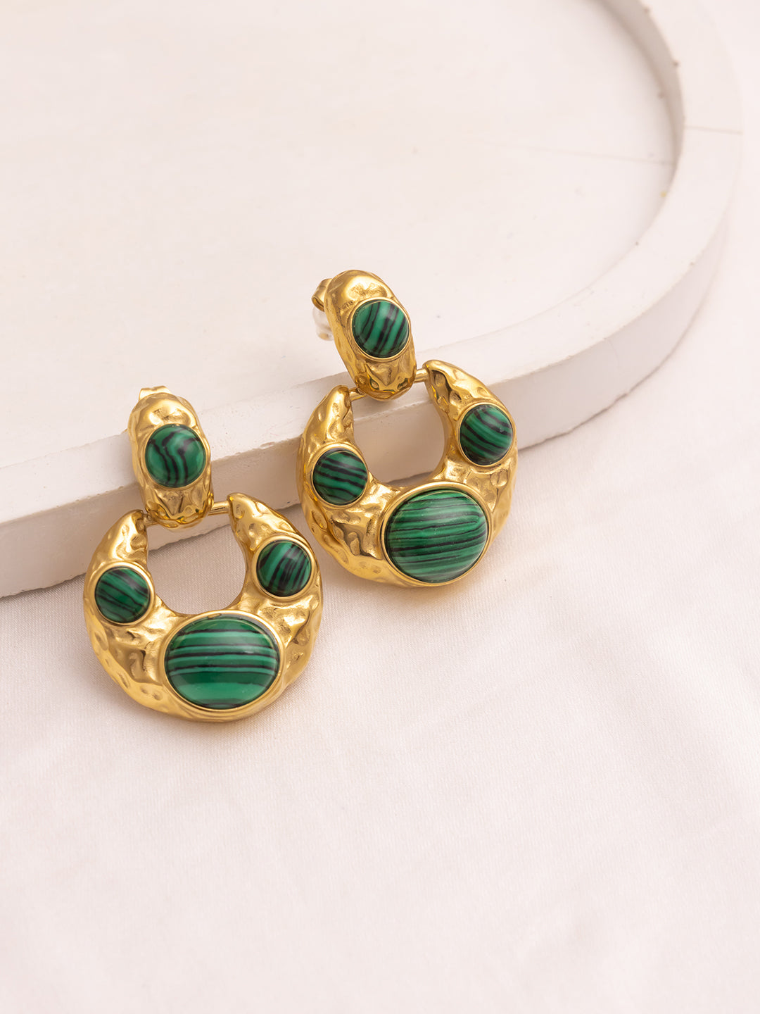Malachite Chunky Drop Studs