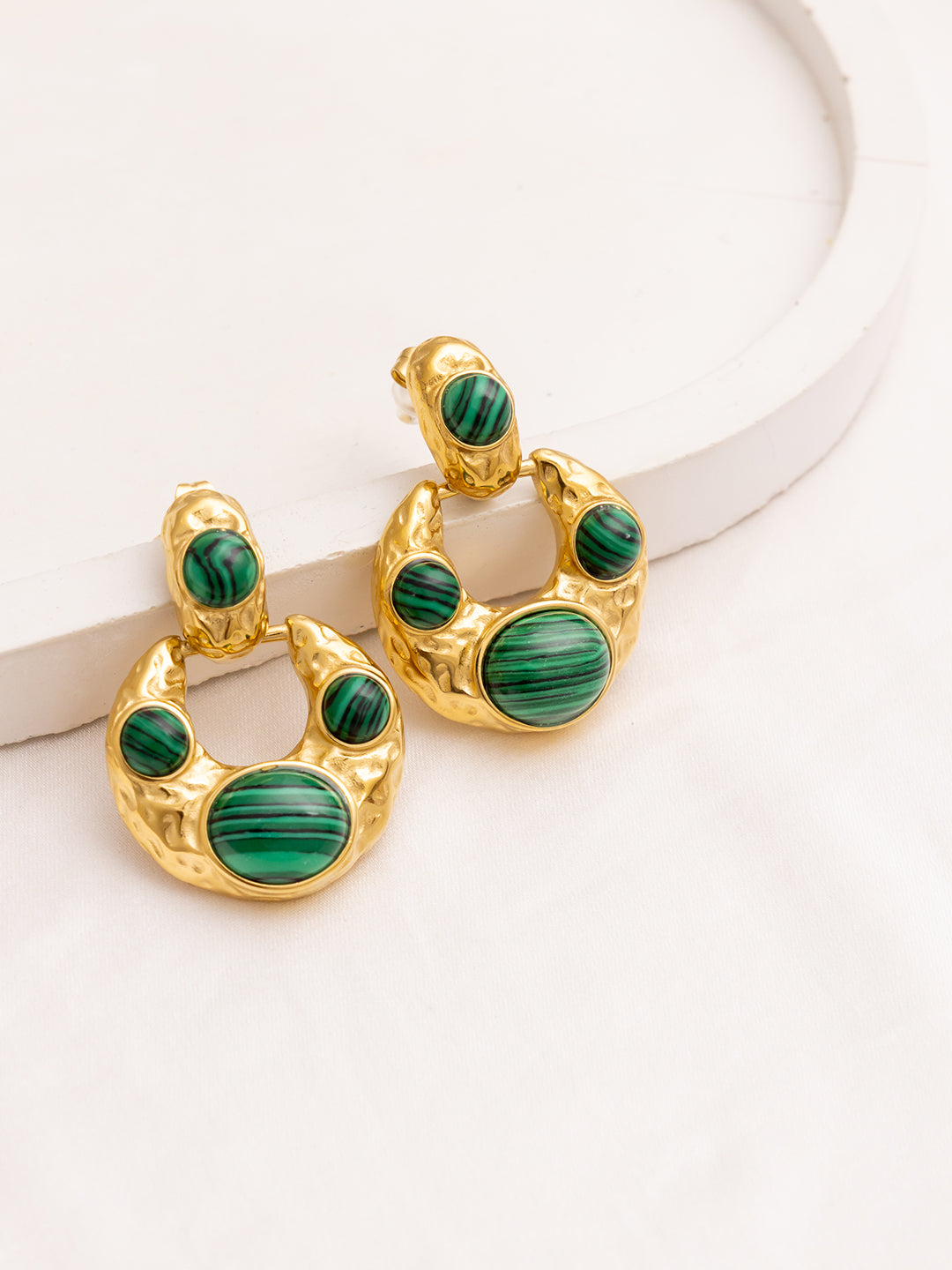 Malachite Chunky Drop Studs