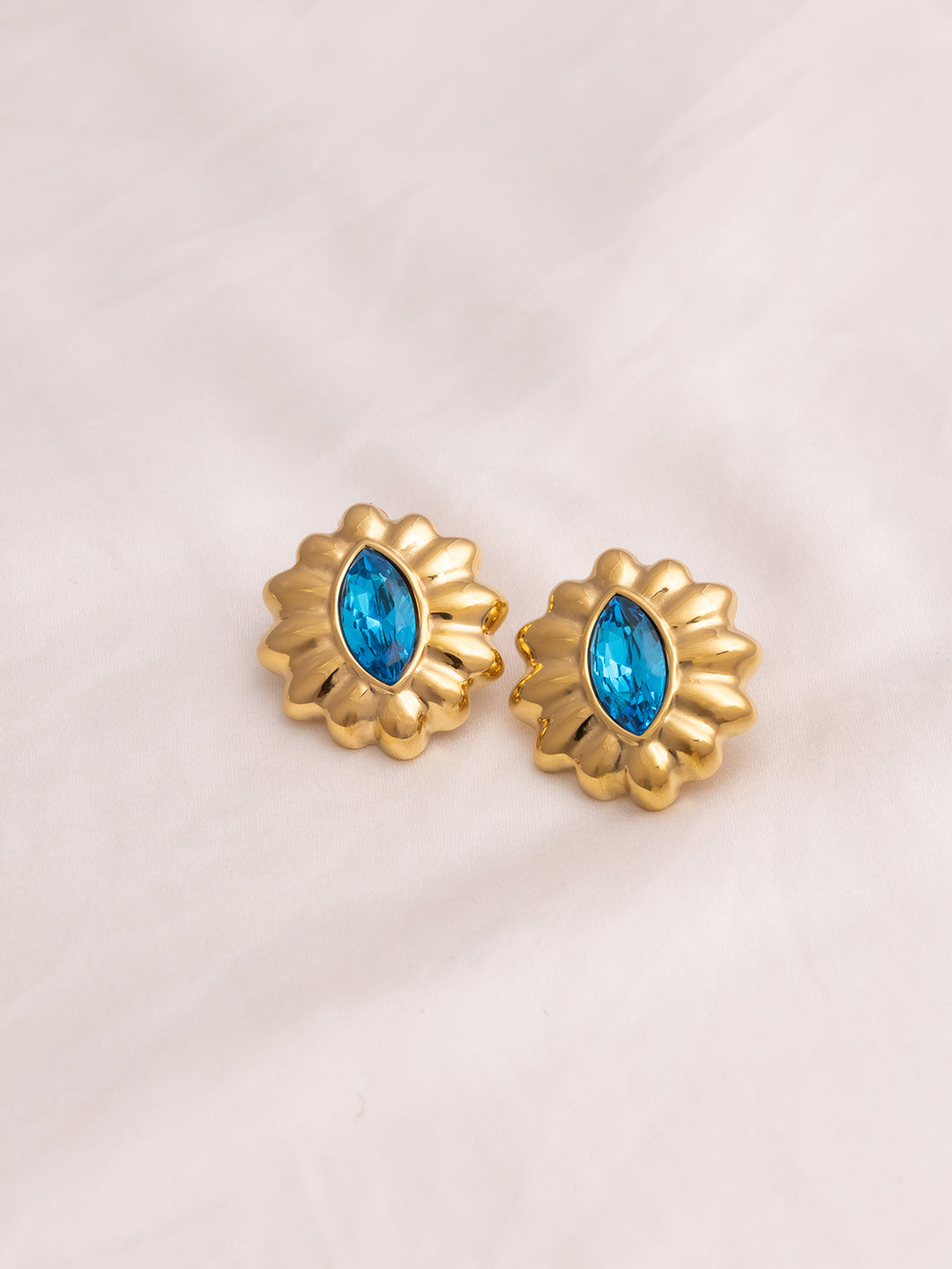 Blue Topaz Oval Studs