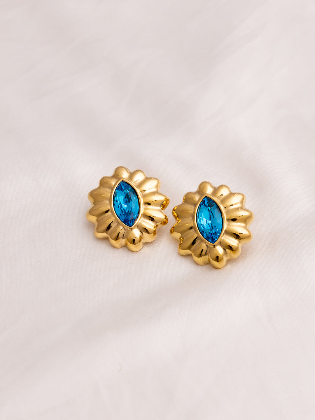Blue Topaz Oval Studs