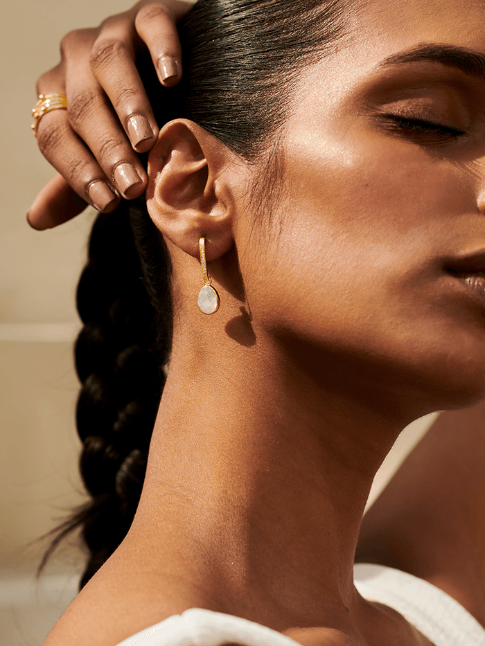 Moonstone Dangling Studs - Perfectly Average