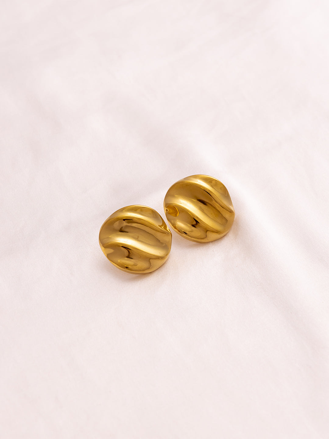 Circular Gold Wave Studs