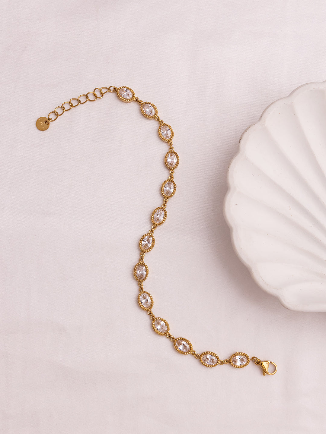 Oval Cz Textured Bracelet