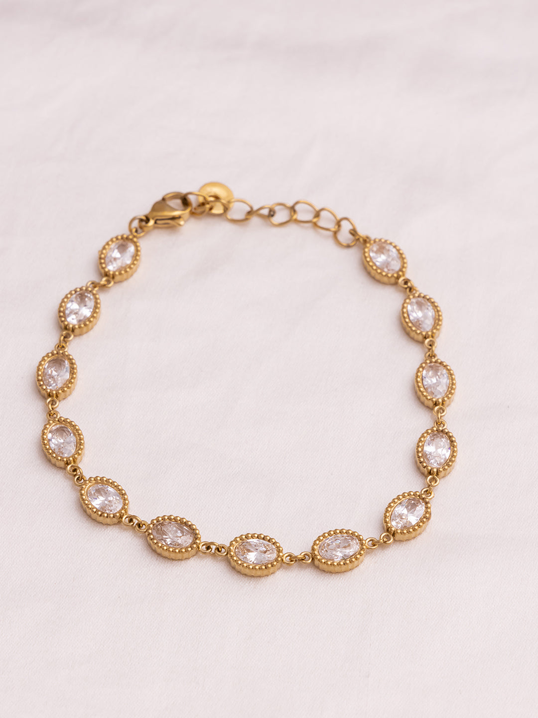 Oval Cz Textured Bracelet
