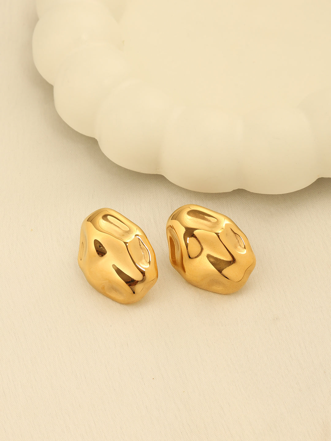 Uneven Oval Dome Studs Gold