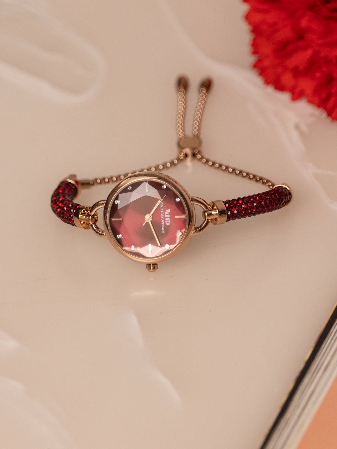 Crystal Slider Watch Red