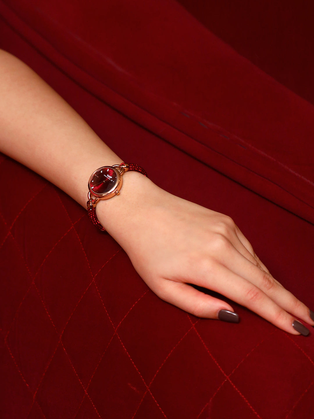 Crystal Slider Watch Red