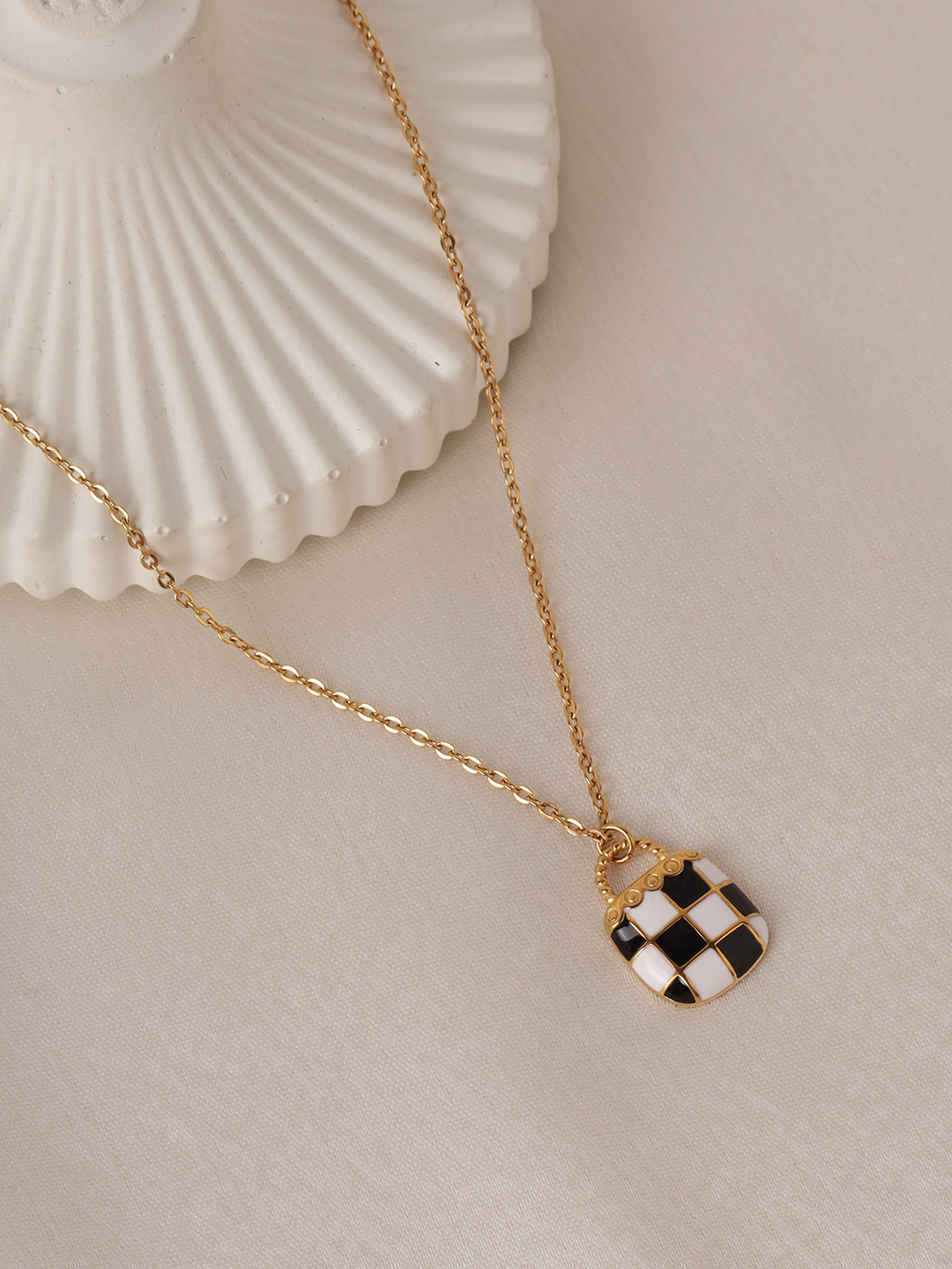 Black And White Bag Necklace