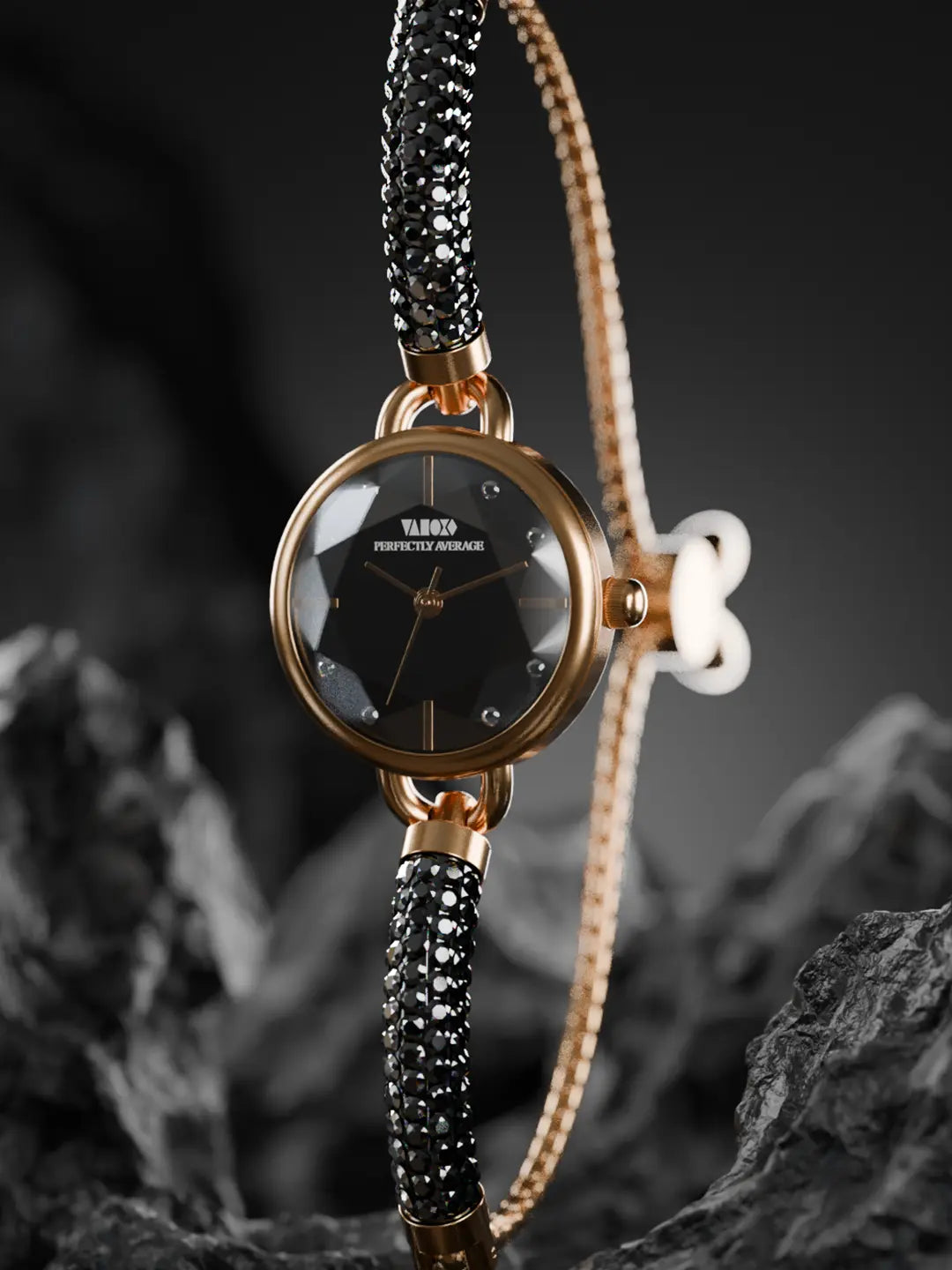 Crystal Slider Watch - Black