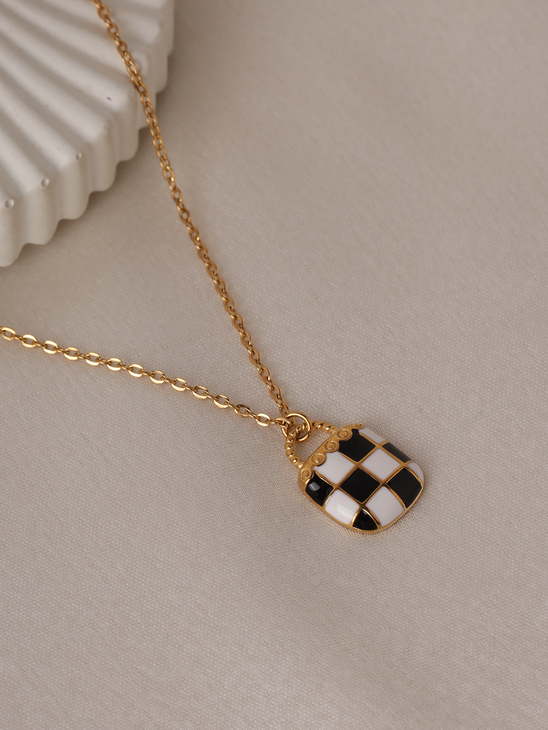 Black And White Bag Necklace