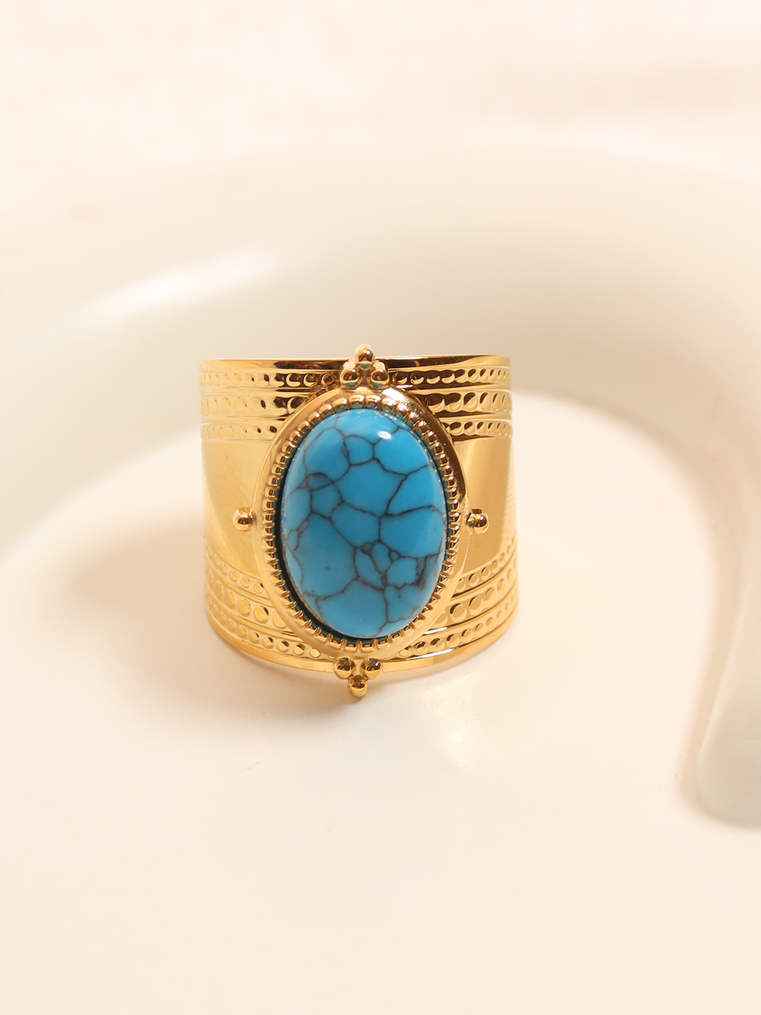 Antique Turquoise Titanium Adjustable Ring