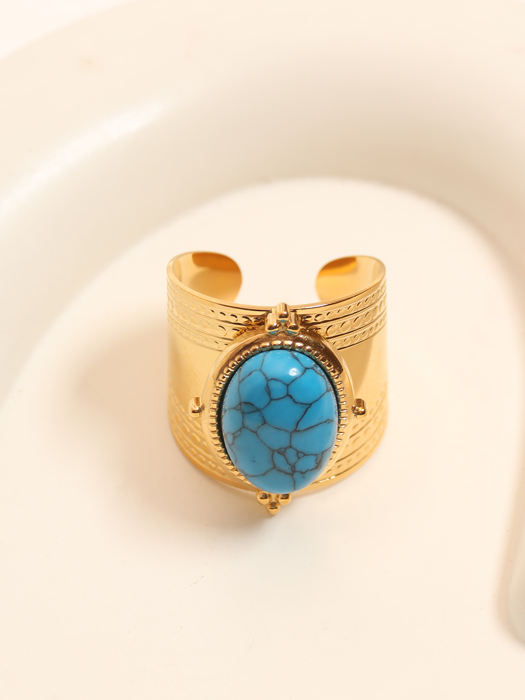 Antique Turquoise Titanium Adjustable Ring