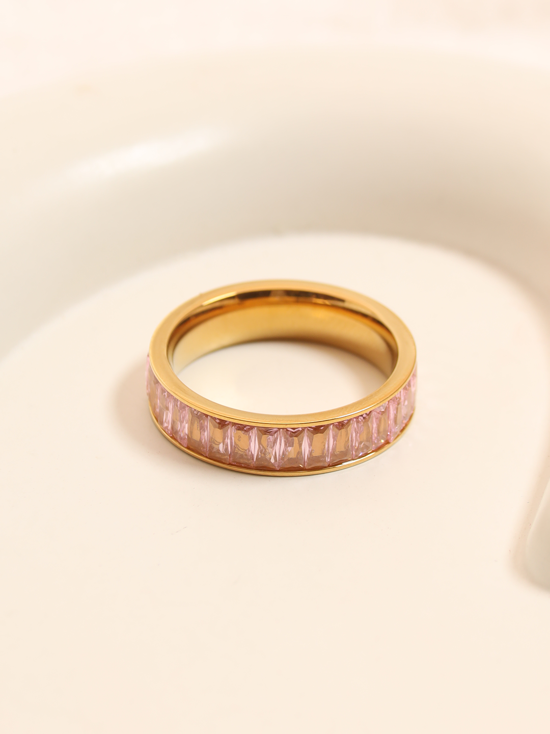 Pink Cz Buguette Ring