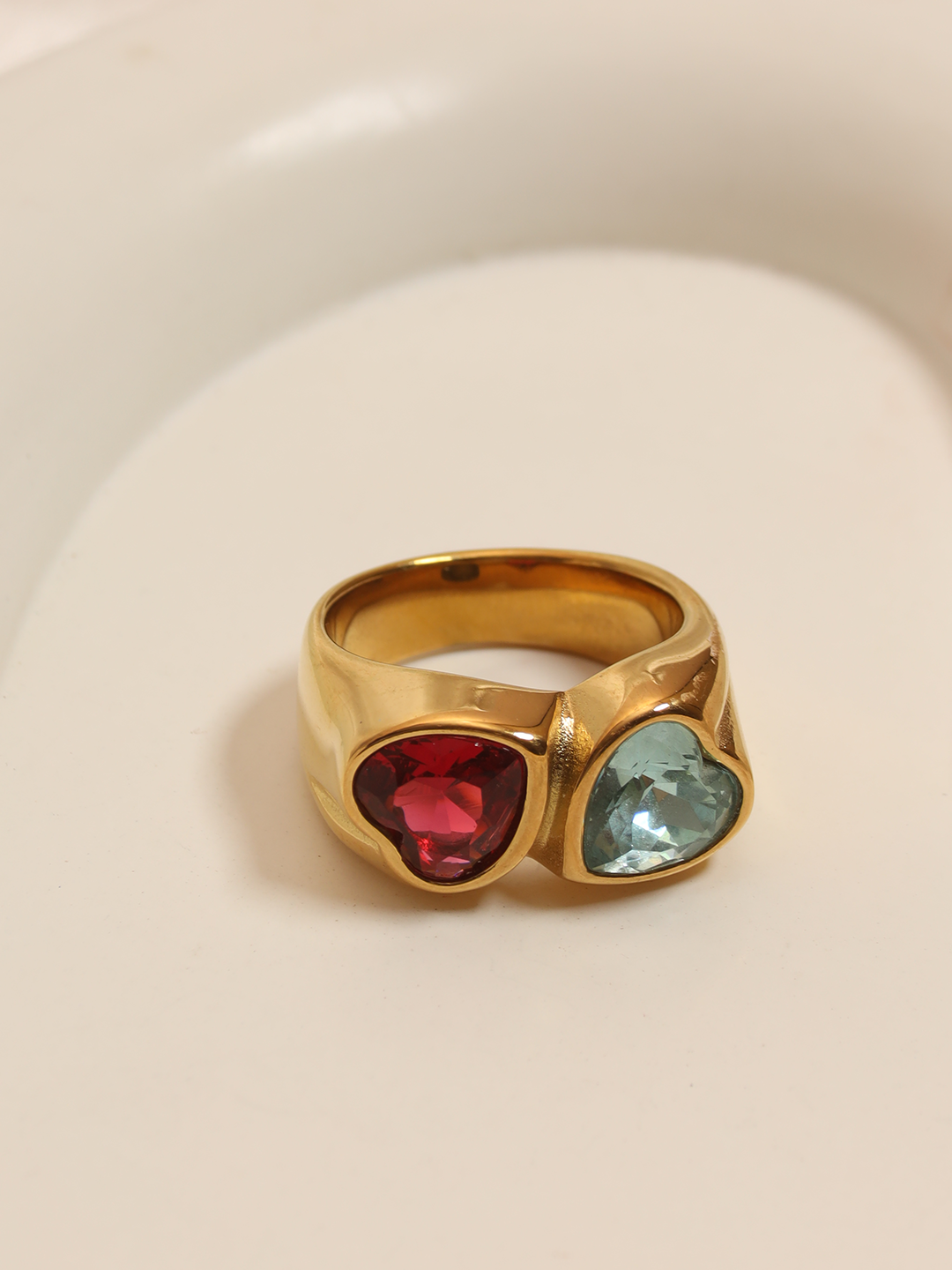 Multi Gem Stone Heart Shaped Ring