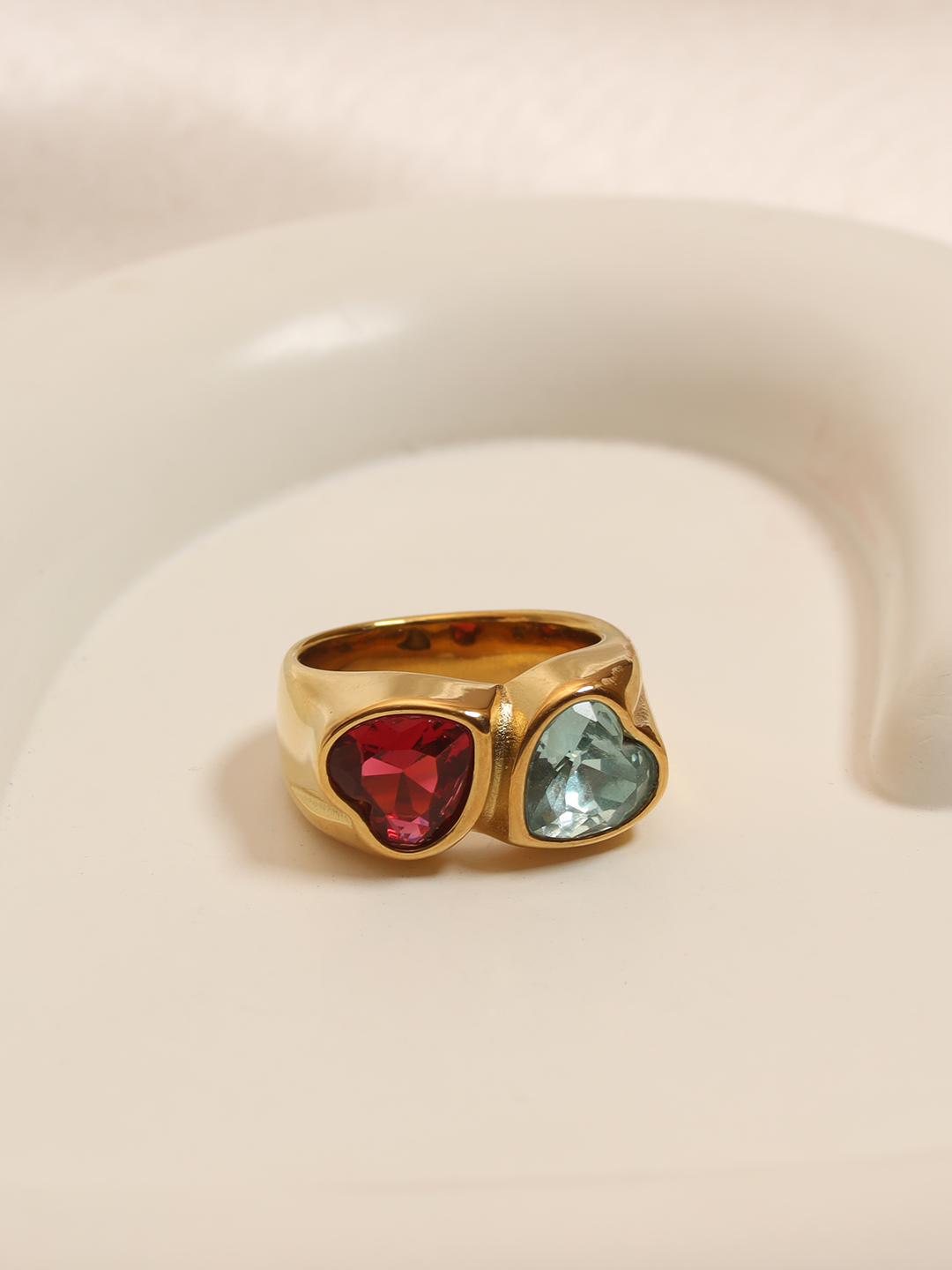 Multi Gem Stone Heart Shaped Ring