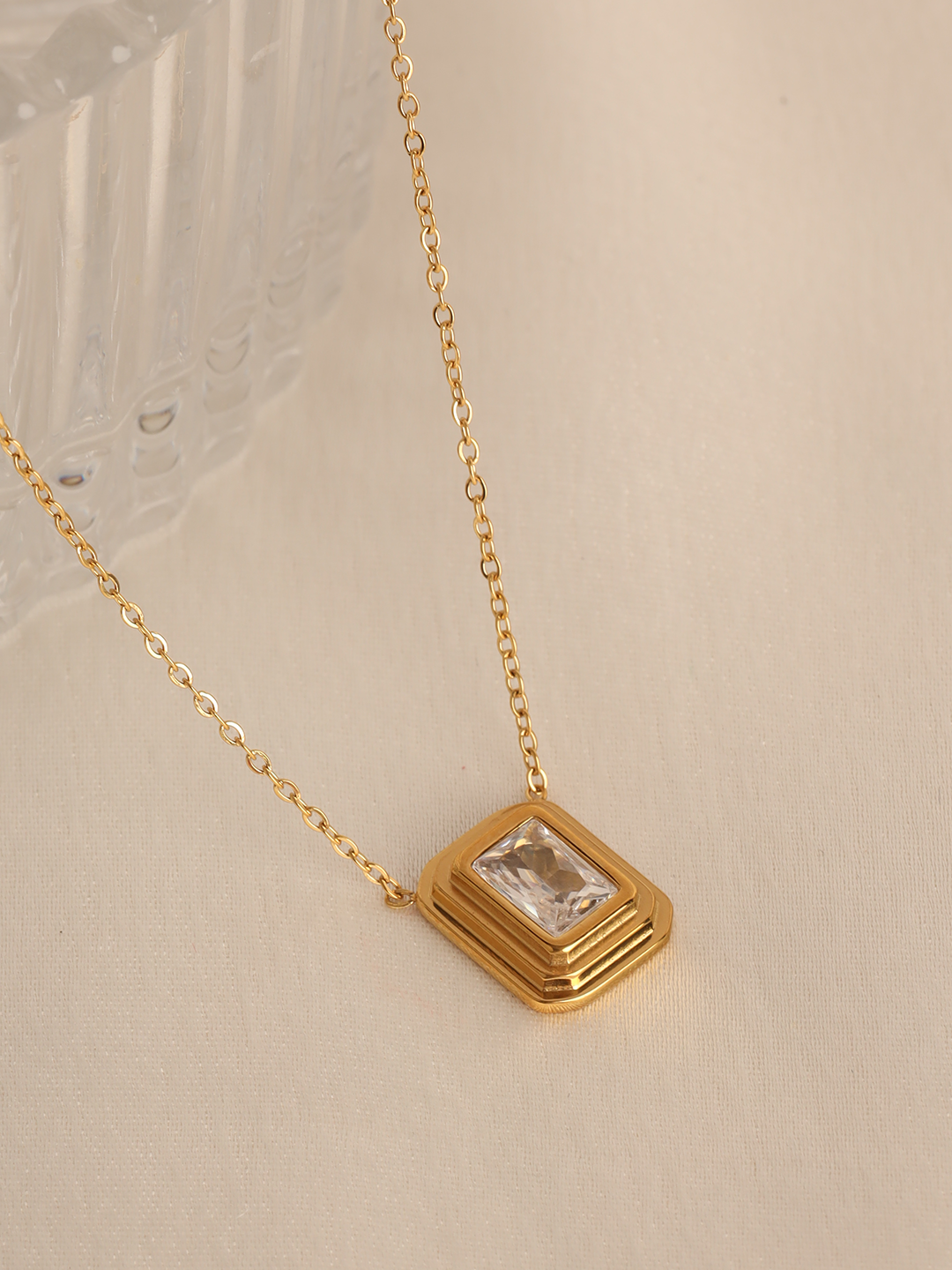 Rectangle Cz Pendent Necklace