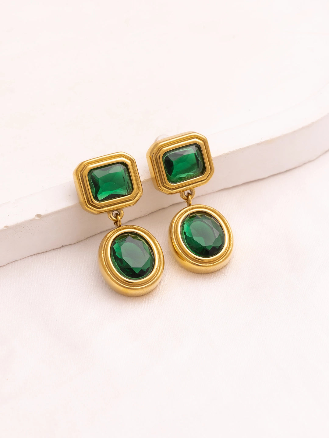 Vintage Emerald Drop Studs