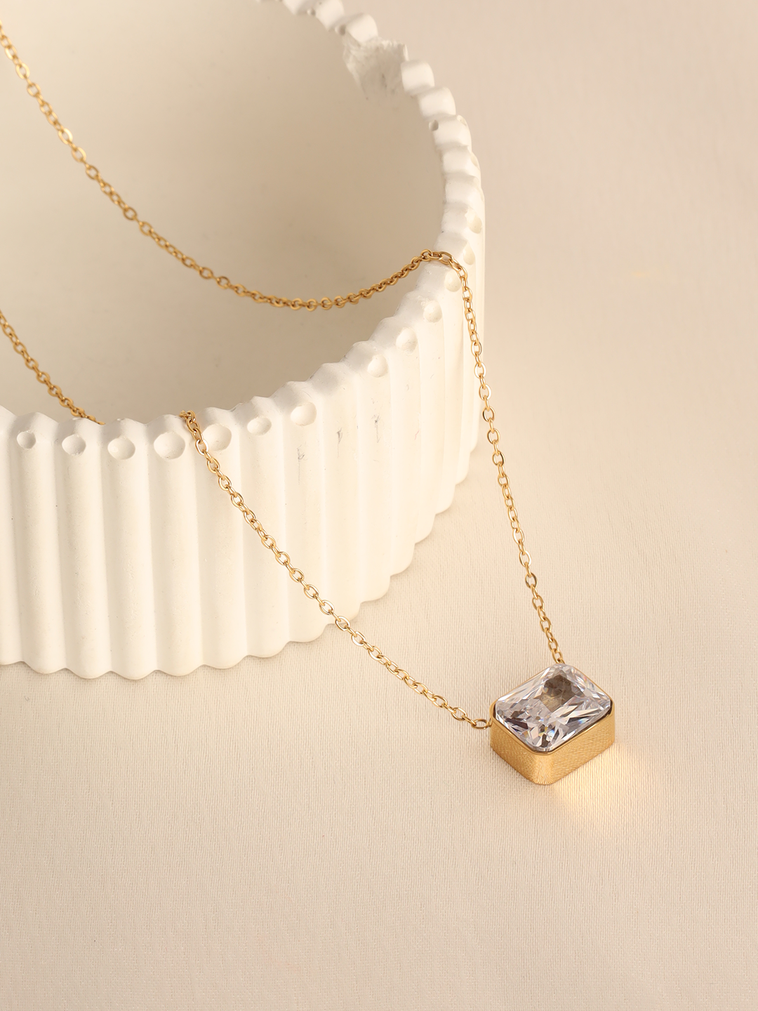 Emerald Cut Diamond Necklace