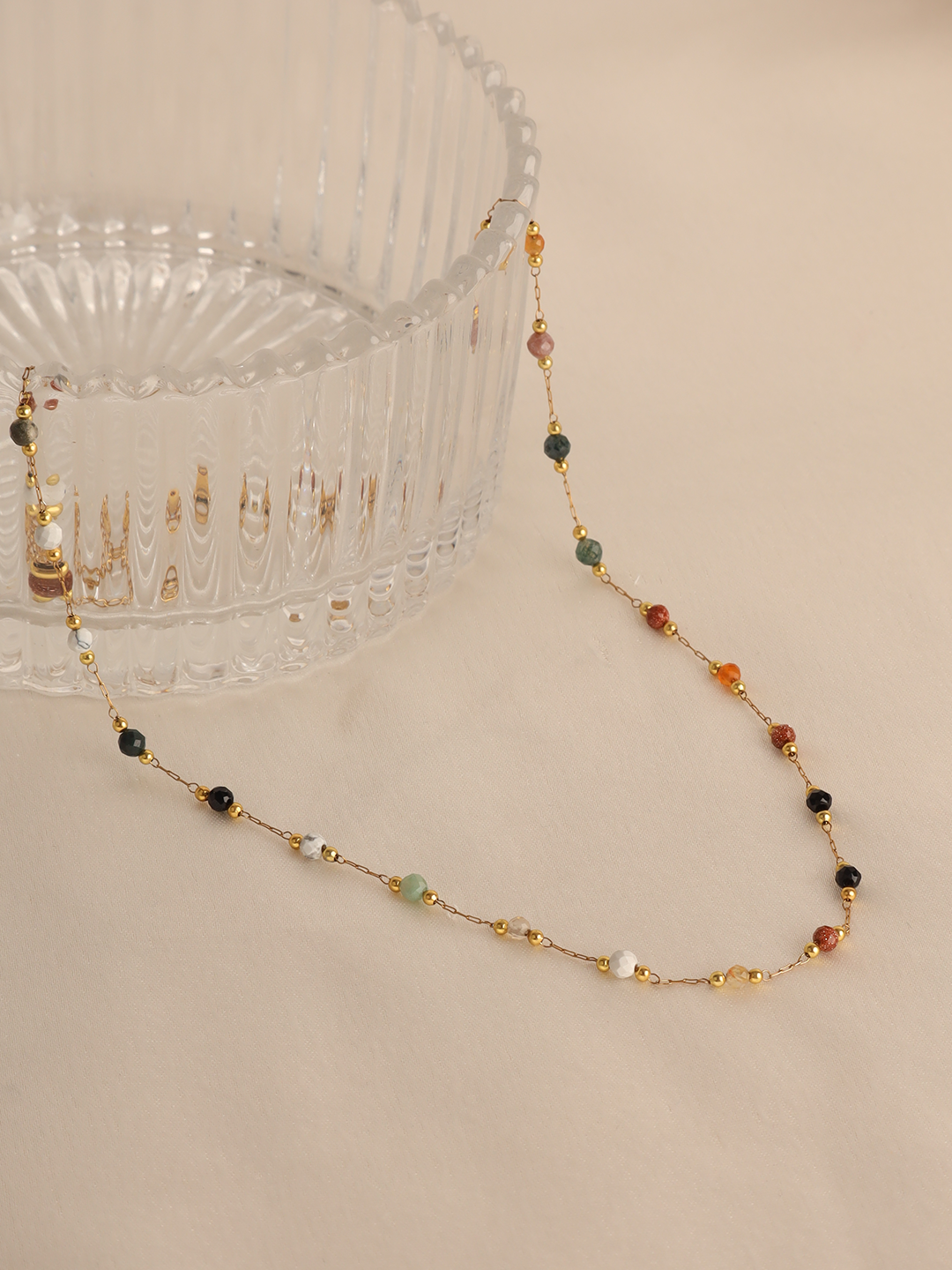 Dainty Multicolour Stone Chain