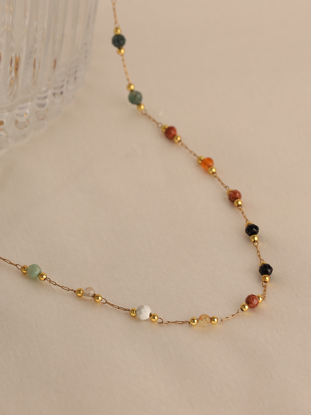 Dainty Multicolour Stone Chain