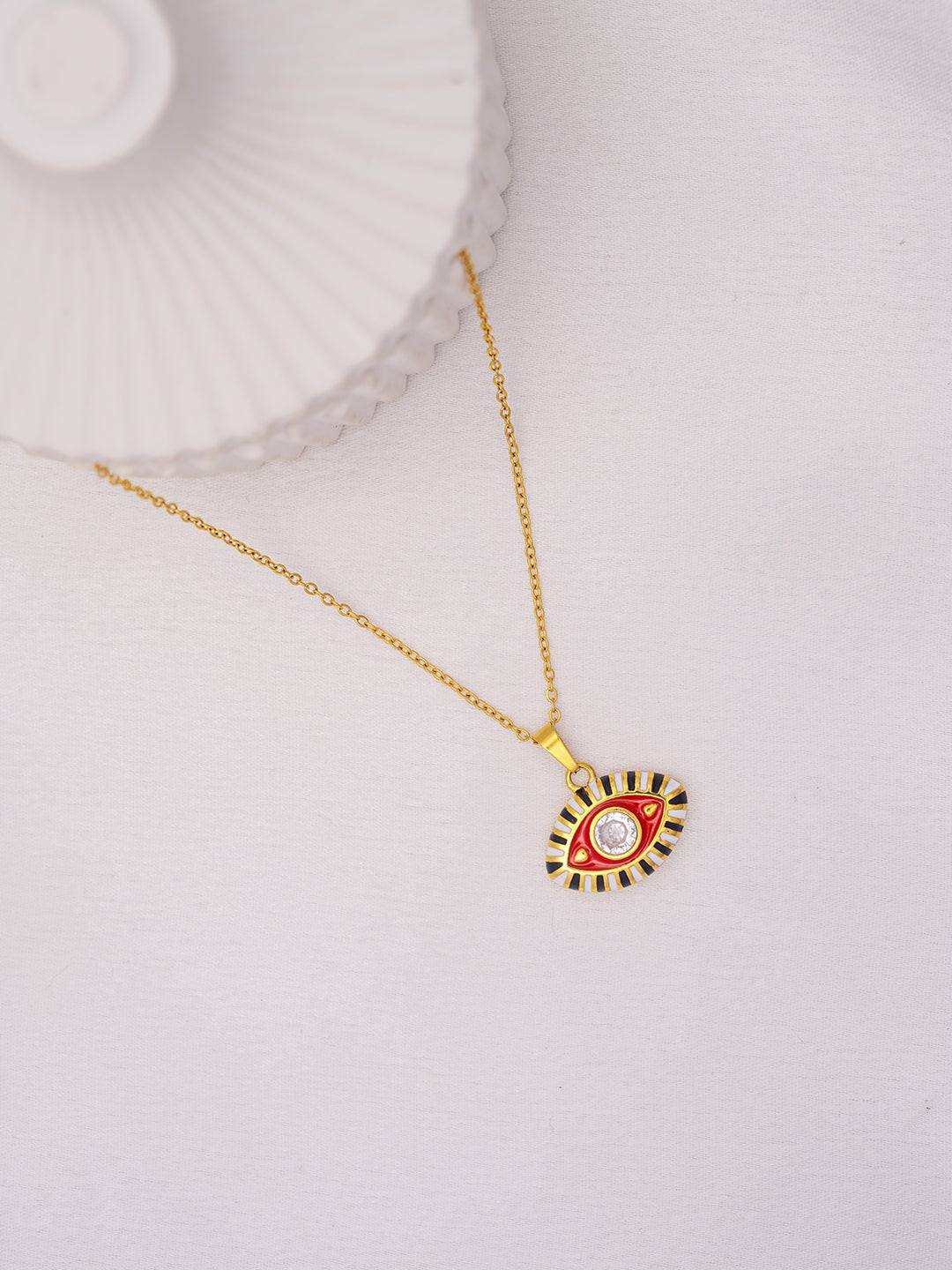 Red Enamel Evil Eye Necklace