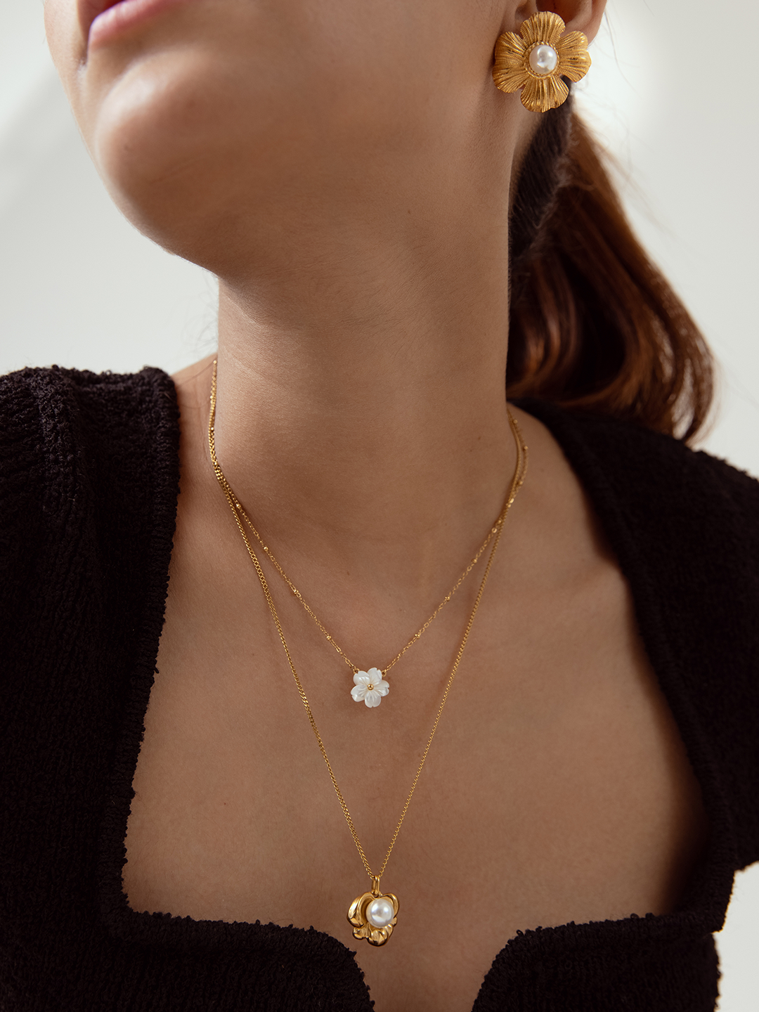 Lotus Pearl Pendant Necklace