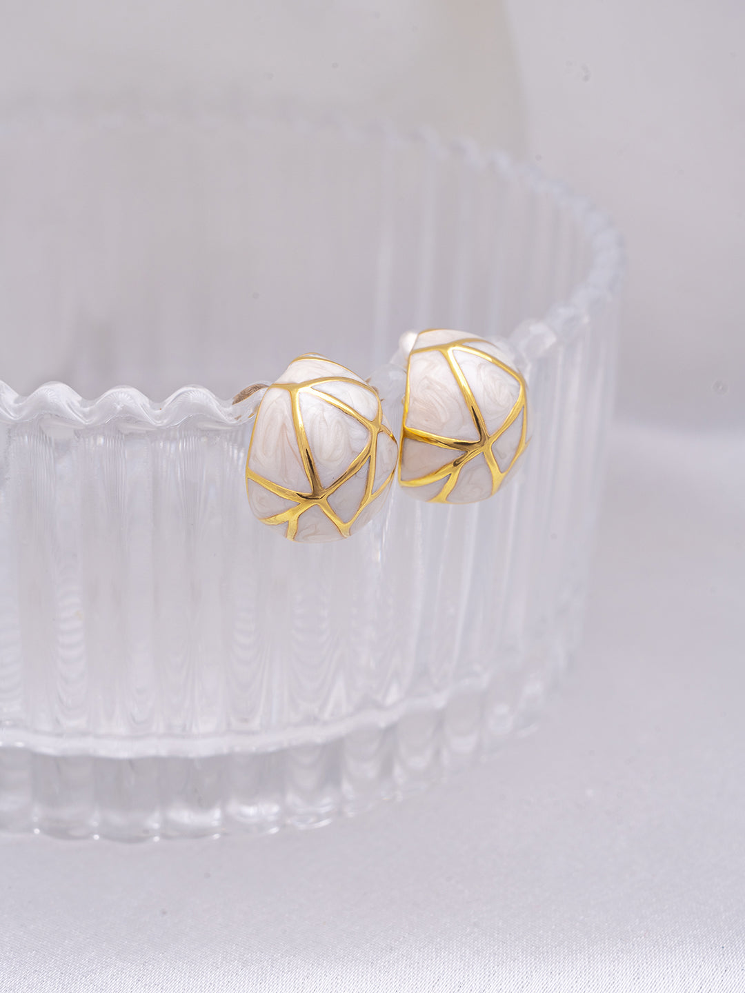 White enamel dome studs