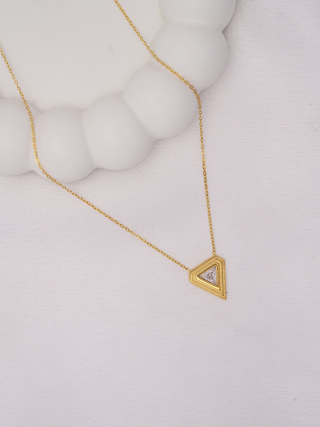 Triangle CZ Pendant Necklace