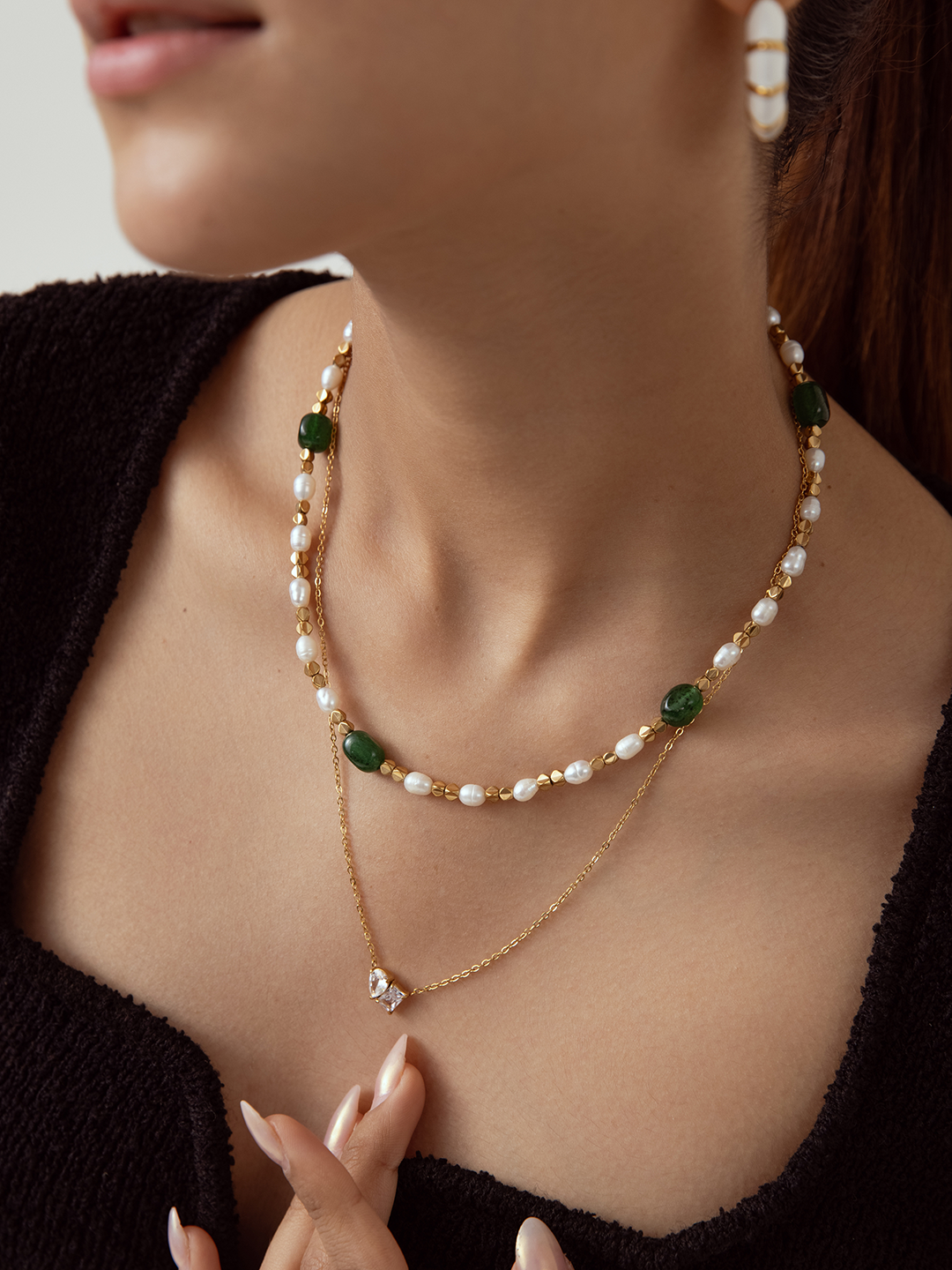 Pearl Emerald Necklace