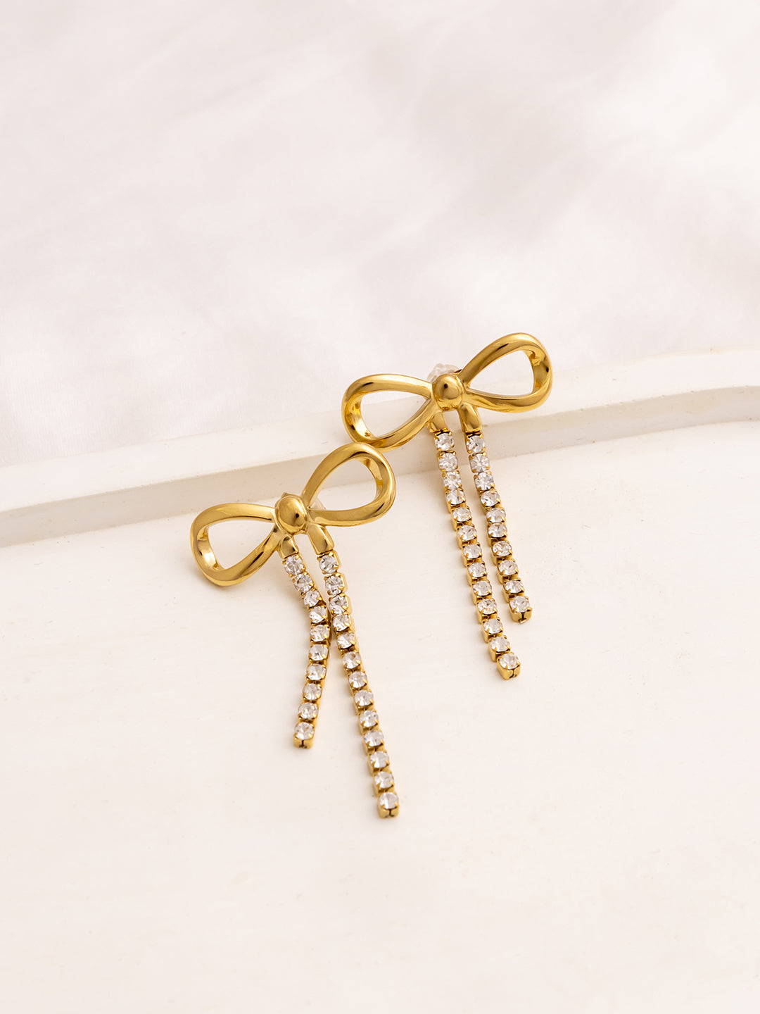 Cz Bow Dangling Earring