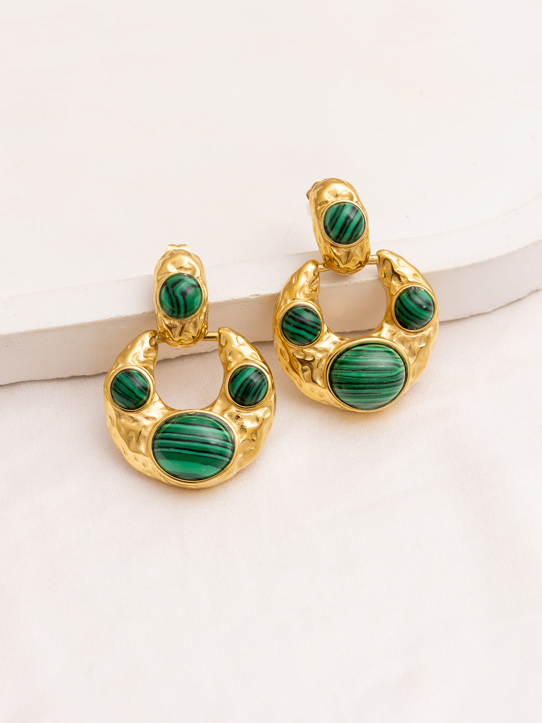 Malachite Chunky Drop Studs