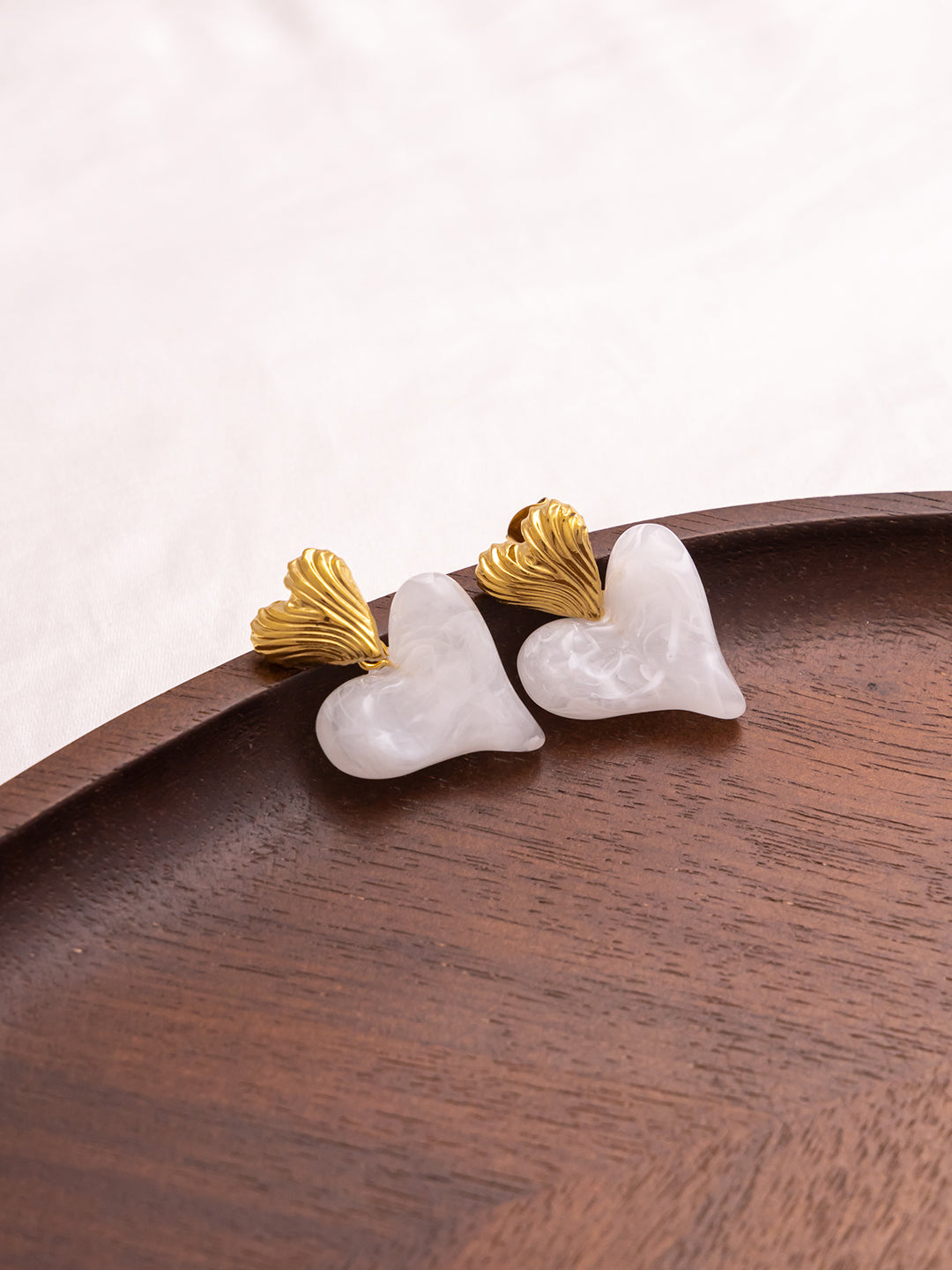 Dual Heart White Studs