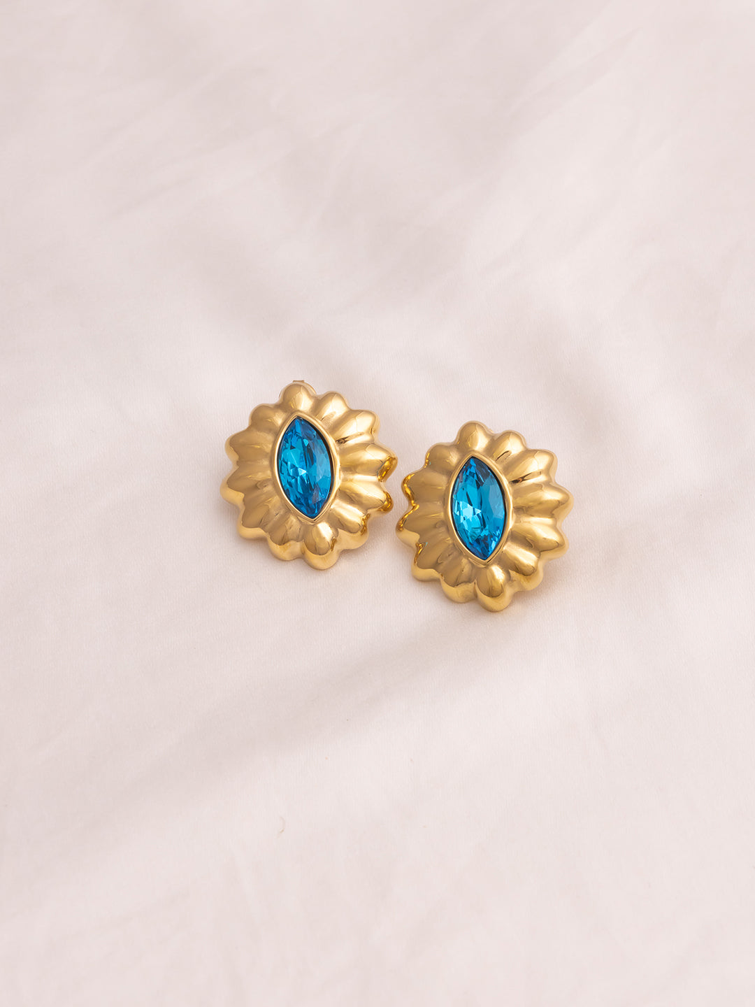 Blue Topaz Oval Studs