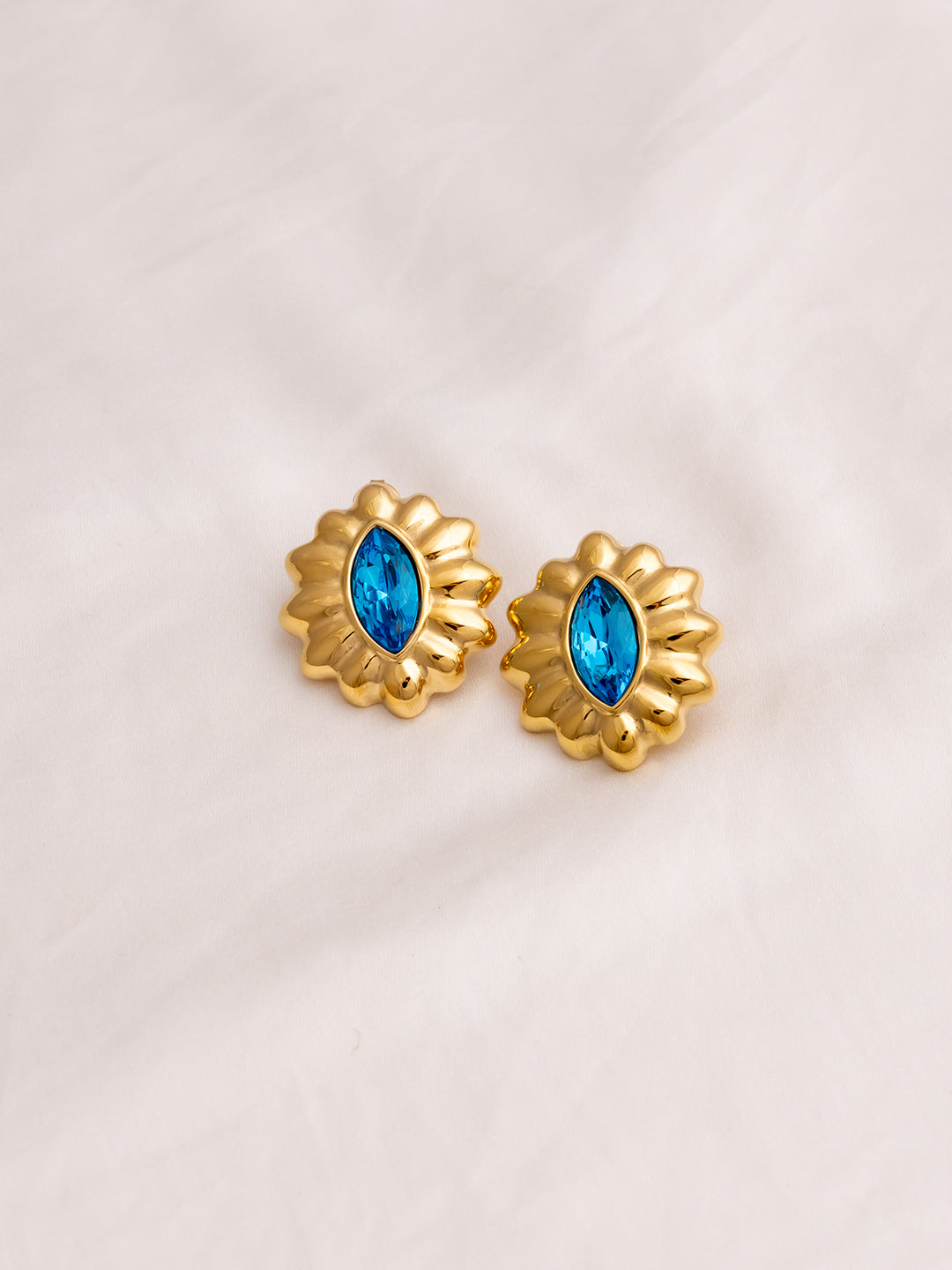 Blue Topaz Oval Studs