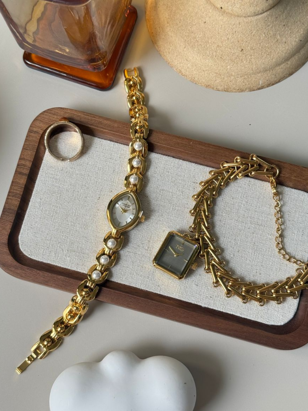 Moonlight Pearl Gold-Toned Watch
