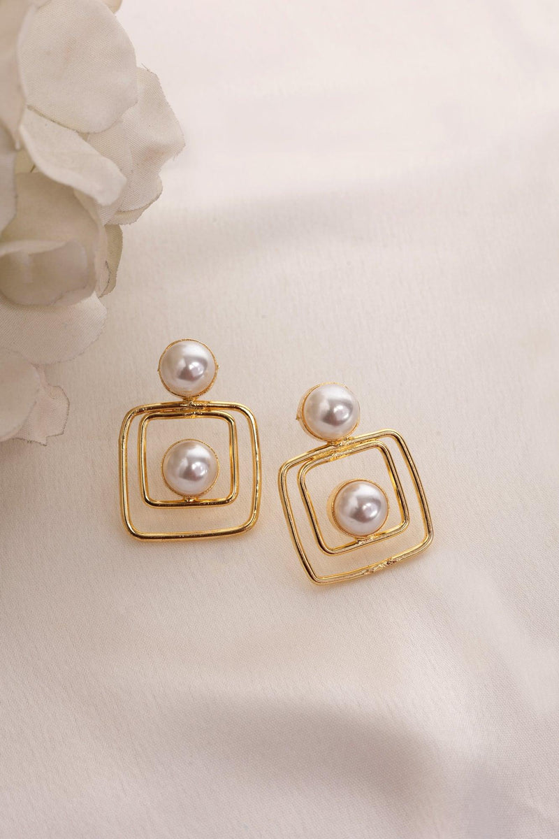 Claire Double Square Pearl Earrings - Perfectly Average